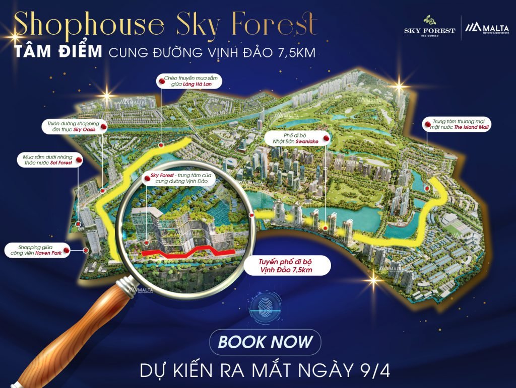 Shophouse Sky Forest là Sản phẩm shophouse cuối cùng của phân khu Vịnh Đảo ra mắt ngày 9/4/2022.