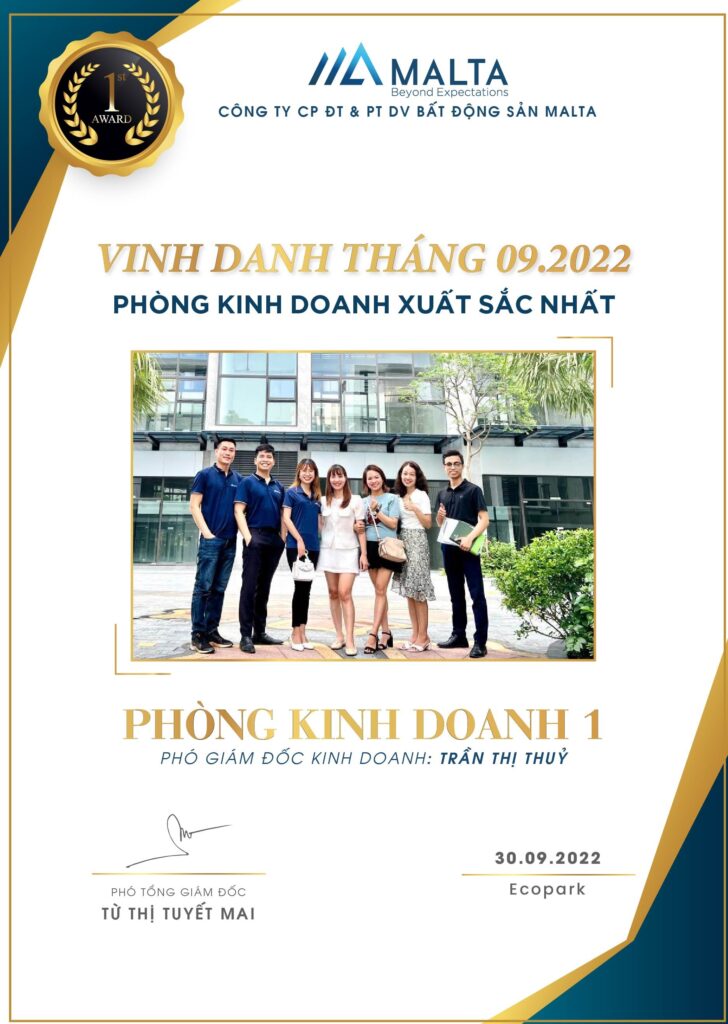 Top 1: Phòng Kinh doanh 1 – Phó Giám đốc Kinh doanh Trần Thị Thủy